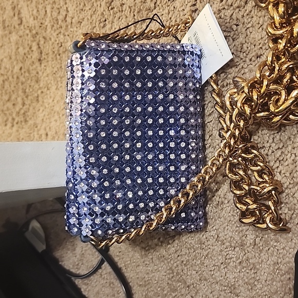 Kurt Geiger Blue Sequin Crossbody Bag - Picture 3 of 3